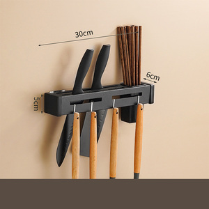 Offre Spéciale multifonctionnel sans perçage porte-ustensiles de cuisine mural en métal porte-ventouse baguettes Cage couteau serviette stockage - Product Image 6