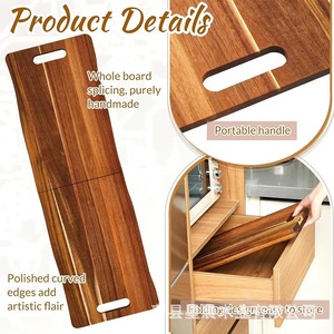 Plateau pliant en bois d'acacia Morning Star 48x12 pouces avec poignée, planche de service portable pour présentation de nourriture en extérieur - Product Image 2