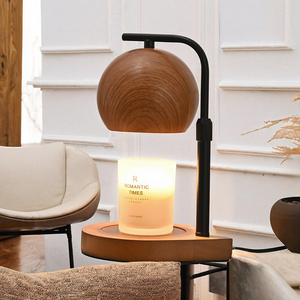 Modern Wood Grain Aromatherapy Candle Warmer Lamp French Mid-Century Cream Style Electric <b>Wax</b> <b>Melt</b> Burner Dimmer Home Decor Gift - Product Image 3