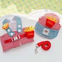 Adorable ensemble vêtements pour animaux à carreaux Gingham : Harnais, casquette de soleil, laisse, maille ventilée, protection solaire, peluche douce, accessoires pour chats et petits chiens