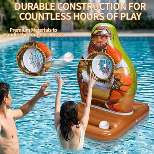 Jeu de baseball gonflable pour piscine avec balles pour enfants, jouet aquatique d'extérieur pour s'amuser dans l'eau, de 8 à 13 ans, flotteur en vinyle - Product Image 4
