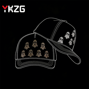 قبعة بيسبول عالية الجودة من 5 قطع مصنوعة من الجلد المدبوغ للأعمال والجولف، مزينة بأحجار الراين اللامعة بنمط شبحي، قبعة مكسيكية 31 إل ماجو داني - Product Image 5