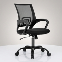 Fauteuil ergonomique moderne pour bureau à domicile et salon, pivotant en maille noire avec base métallique, hauteur réglable, mobilier informatique