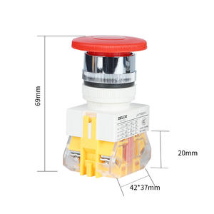 Interrupteur à bouton-poussoir à réinitialisation automatique Delixi LAY7-11M, tête de champignon de 22 mm, LED rouge et verte, niveau IP65, longueur personnalisée, métal et plastique, 10A - Product Image 5