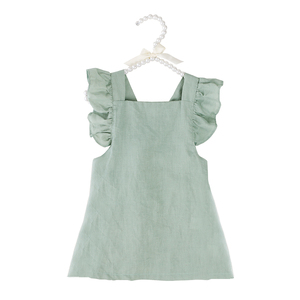 Vestiti all'ingrosso della boutique infantile di modo increspature senza maniche per bambini in tessuto di lino solido <span class=keywords><strong>vestito</strong></span> da bambina - Product Image 1
