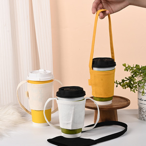 Manchon de tasse en toile Seres avec poignée pour café, thé, boissons, portable, écologique, isolant, design personnalisable - Product Image 2