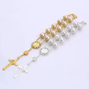 prayer beads cross pendant rosary bracelet religion Christian jewelry pearl rosary bracelet wholesale