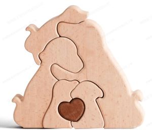Puzzle en bois personnalisé en forme de famille d'ours, gravé avec les noms, décoration de table, cadeau pour la fête des mères - Product Image 5