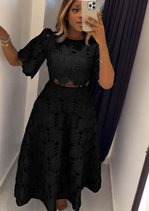 Abbigliamento da donna Boutique Street Wear t-shirt ricamata a manica corta e gonna lunga <span class=keywords><strong>Maxi</strong></span> - Product Image 6