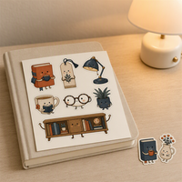 Autocollants découpés Little Bookshop - Pack d'autocollants décoratifs Kawaii personnalisés pour lecture confortable DIY