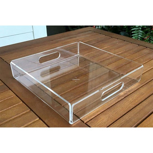 High Quality Tabletop Acrylic <strong>Tray</strong> <strong>Perfume</strong> Jewelry Acrylic Serving <strong>Tray</strong> with Handles ROHS Certificate - Product Image 1
