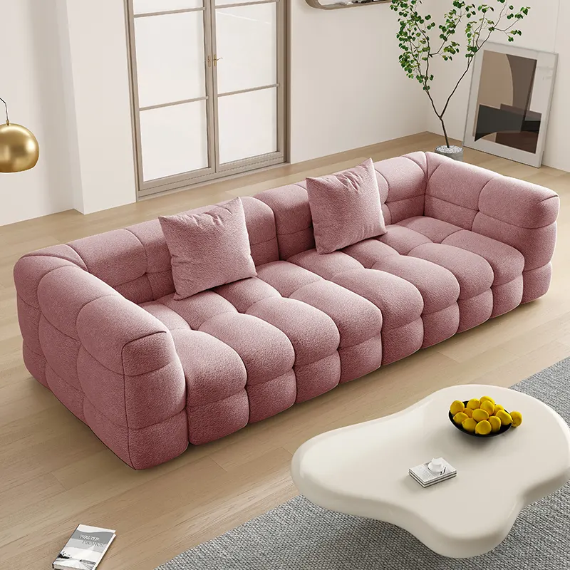 Manufacturer's Direct Sales Of Modern Lamb Cashmere Fabric Cotton Candy Sofa Modular Living Room Furniture