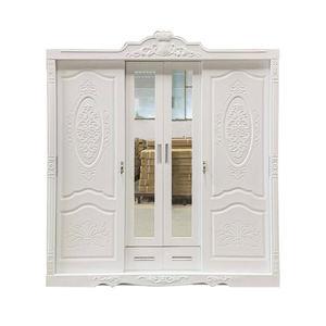 Armadio in Metallo con Motivo Stampato, Guardaroba in Acciaio a 4 Ante, Mobile per Camera da Letto con Specchio - Product Image 1