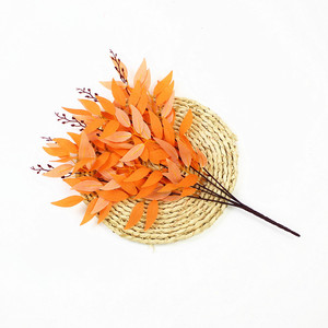 Feuilles de saule artificielles à cinq branches, écologiques, pour Noël, Pâques, mariages, fêtes, décoration intérieure, accessoires de photographie, en soie, vente en gros - Product Image 2