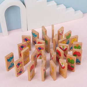 28 pièces de jouets éducatifs en bois colorés avec un design d'animaux mignons, jeu de dominos pour enfants, blocs de dessins animés - Product Image 3