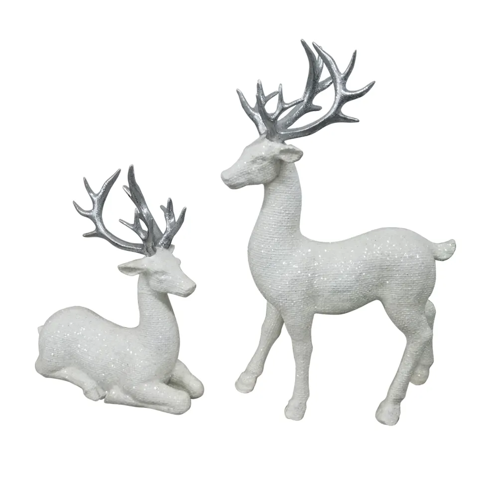 Customized White Resin Xmas Deer Statue Christmas Deer