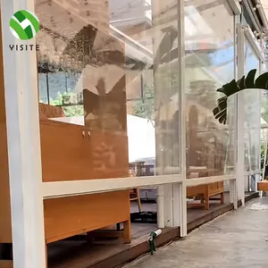 Parasol YST coupe-vent amélioré transparent PVC volet roulant électrique bouclier de sécurité