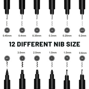 Pena Jarum Gaya Bunga Sakura untuk Seni Gouline, Tahan Air, Gambar Kartun, Sketsa, Garis Halus, Set Hitam, Bahan PP, Tempat Pena - Product Image 4