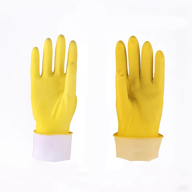 dishwashing flocklined latex gloves waterproof and aniti slip household glove latex cleaning gloves