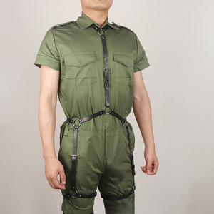 Arnés de cuero sintético negro para hombre con tirantes, correa de hombro, arnés de pecho y cinturón de cadena ajustable, estilo punk <span class=keywords><strong>gay</strong></span> para discoteca/disfraz - Product Image 2