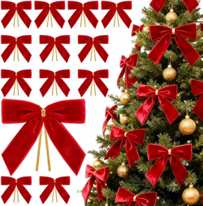 1 Buah Pita Beludru Merah Tahan Lama Gaya Klasik Dekorasi Pohon Natal Grosir Pembungkus Kado Tas Permen Ikat Putar Rumah - Product Image 1