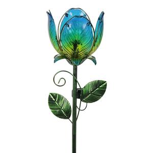 Solar Iron Art <b>Rose</b> Lamp Led Color Glass Outdoor Garden Stake <b>Light</b> Water Resistant Free Standing - Product Image 3