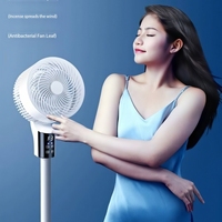 Ventilateur sur pied électrique en plastique à commande vocale IA avec trois réglages de vitesse du vent pour la maison, l'hôtel, le bureau, la voiture et le camping-car