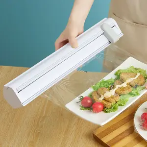 Keuken Hoge Kwaliteit Plastic Vershoudfolie Snijder Wandgemonteerde Wrap Snijbak Verstelbare Opslag Dispenser