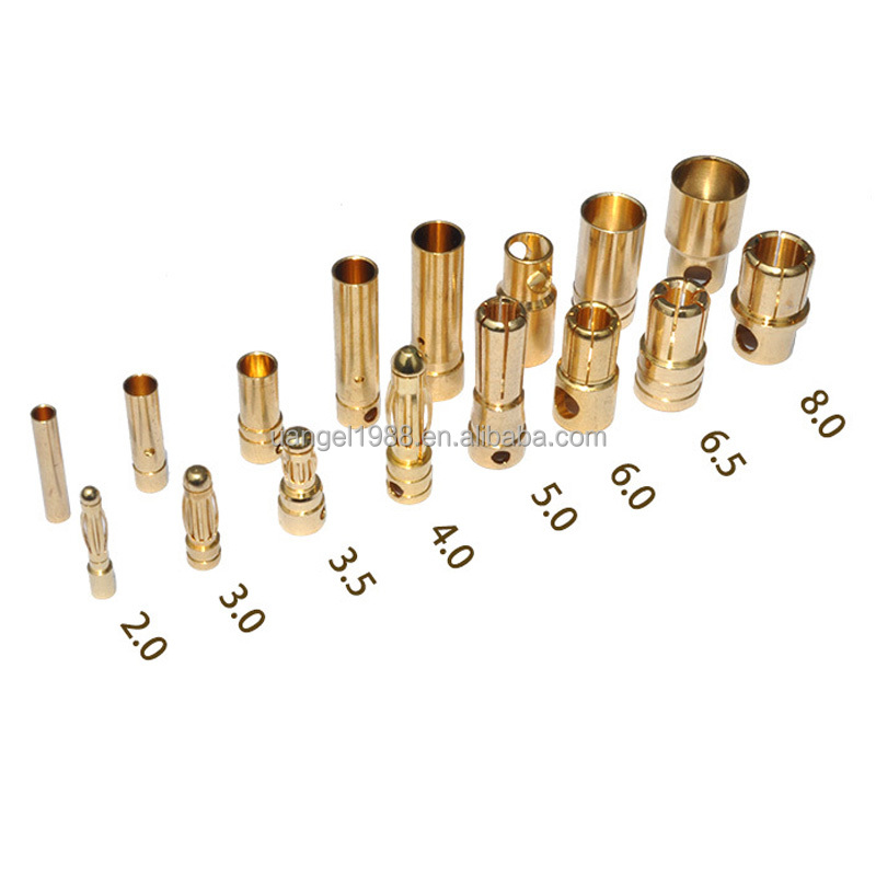 ShareGoo 20 Pairs 2.0mm Gold Bullet Banana Connectors - Male & Female Plugs For RC Battery, ESC & Motor