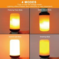 Ampoule LED à effet de flamme vacillante à 4 modes, capteur de gravité, intensité variable, blanc chaud 2700K, durée de vie de 50000 heures, pour jardin