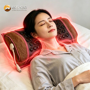 Almohada de terapia térmica de cuero marrón Jiwan Lejia con piedras, rectangular, para aliviar la tensión del cuello <span class=keywords><strong>en</strong></span> el cuidado diario - Product Image 1