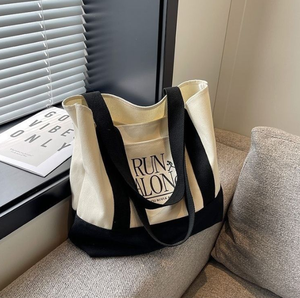 Colored Thick Reusable Reinforced Shoulder Handle <b>Large</b> (>50cm) Custom Logo Letter <b>Canvas</b> <b>Tote</b> <b>Bag</b> Zipper Closure Strong DIY - Product Image 5