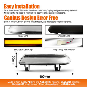 Lot de 2 clignotants latéraux séquentiels à LED ambre pour rétroviseurs VW <span class=keywords><strong>Golf</strong></span> <span class=keywords><strong>5</strong></span> MK5/Variant/GTI MK5 2003-2009 - Product Image 3