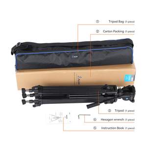 Trépied à amortissement fluide pour <span class=keywords><strong>une</strong></span> réduction de vibrations optimale lors de la prise de vue vidéo et dynamique, avec pieds interchangeables de 29,72 à 70,87 pouces de hauteur - Product Image 6