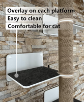 Arbre à chat mural avec poteau à gratter en sisal et étagères en bois, meuble d'escalade multi-niveaux pour jeu en intérieur