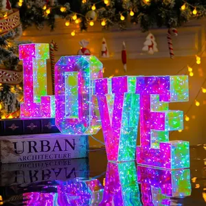 2023 발렌타인 장식 LED 번호 디스플레이 야외 다채로운 필름 PVC 라이트 웨딩 홈 파티 장식 편지