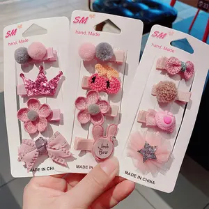 4 teile/satz Rosa Süße Baby Mädchen Haarnadeln Schleifen Haars pange Alligator Clip Haars pangen Prinzessin Pony Clip Kinder Haarschmuck