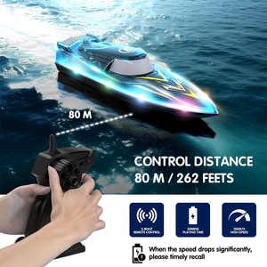Bateau de course télécommandé Flytec V666 2.4G LED 15km/h étanche avec réinitialisation automatique pour piscine et lac (batteries non incluses, non prêt à l'emploi) - Product Image 3