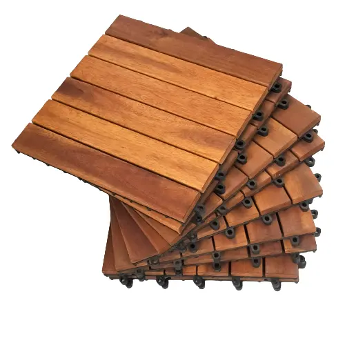 High quality solid wood acacia interlocking outdoor deck tiles/ Wood decking 300 x 300 mm