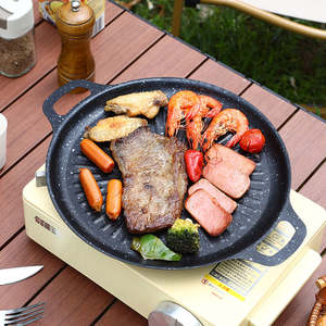 Hot Selling Outdoor Camping Cookware Carbon Steel Non-Stick Frying <strong>Pan</strong> Spray Coating <strong>Grill</strong> for Barbecue Induction Compatible - Product Image 5