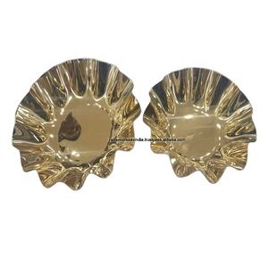 Ensemble de deux bols de service décoratifs en aluminium poli de meilleure qualité en gros, finition dorée, vaisselle pour salade, noix, fruit, collation, riz - Product Image 1