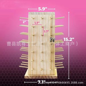 Soporte de madera para bobinas, estante giratorio para almacenamiento de bobinas domésticas, estante para almacenamiento de agujas e hilos, soporte para hilos, máquina de coser - Product Image 3