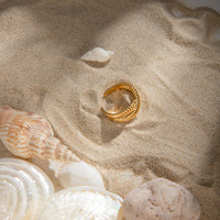 Bague en spirale pour femme en acier inoxydable 18K Gold 18K Old Fashion