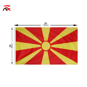 Bandera <span class=keywords><strong>de</strong></span> <span class=keywords><strong>Macedonia</strong></span> del Norte <span class=keywords><strong>de</strong></span> Alta Calidad, Doble Costura, Poliéster, con Ojales, para Uso en Interiores y Exteriores - Product Image 3