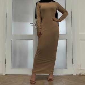 9099# Daily Long Sleeve Bodycon Cotton Dress High Quality Abaya Long Inner Dresses for Islamic Muslim Women - Product Image 2