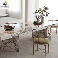 Table à manger en marbre Calacatta Viola KT STONE, meubles de luxe pour la maison, la décoration de restaurant, l'art et la décoration intérieure
