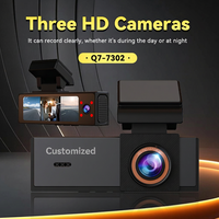 Caméra embarquée trois canaux UHD 2160P Modèle 7302 avec écran tactile, Wi-Fi, application sans fil, 12-24V, câble de 30 mètres, enregistrement vidéo et données pour tableau de bord