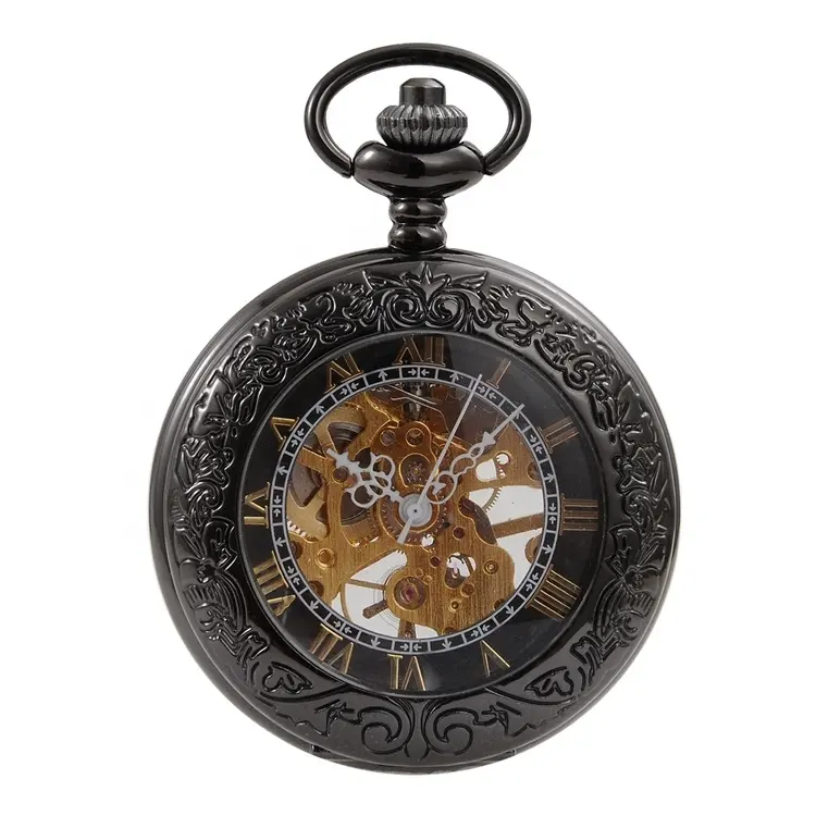 Hot Sale Skeleton Steampunk Mens Retro Mechanical Pocket Watch