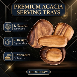 Plateau de service en bois naturel certifié CE pour la cuisine, articles ménagers et accessoires de cuisine, écologique et durable - Product Image 1