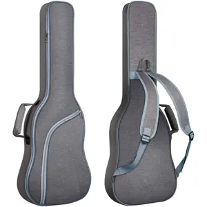 Tas ransel Gig gitar empuk ganda tebal lembut kanvas casing instrumen musik tas gitar Bass listrik tahan air